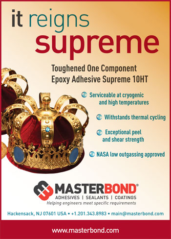 Master Bond Supreme 10HT is a NASA low outgassing approved epoxy system